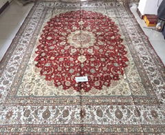 red color big size hanamade silk persian carpet