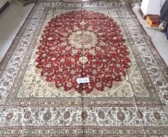  red color big size hanamade silk persian carpet