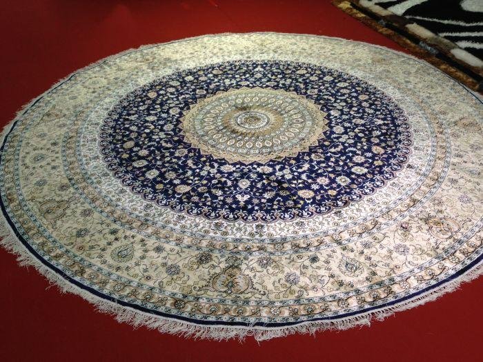 round shape handmade silk persian carpet for dinning room 2