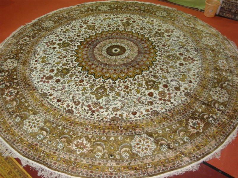 round shape handmade silk persian carpet for dinning room 3