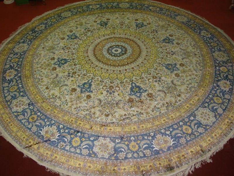 round shape handmade silk persian carpet for dinning room 4