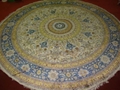 round shape handmade silk persian carpet for dinning room