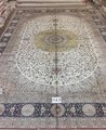 large size beige color handmade silk persian carpet 2