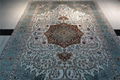 Light green handmade Persian silk carpet for living room