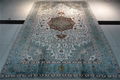 Light green handmade Persian silk carpet for living room