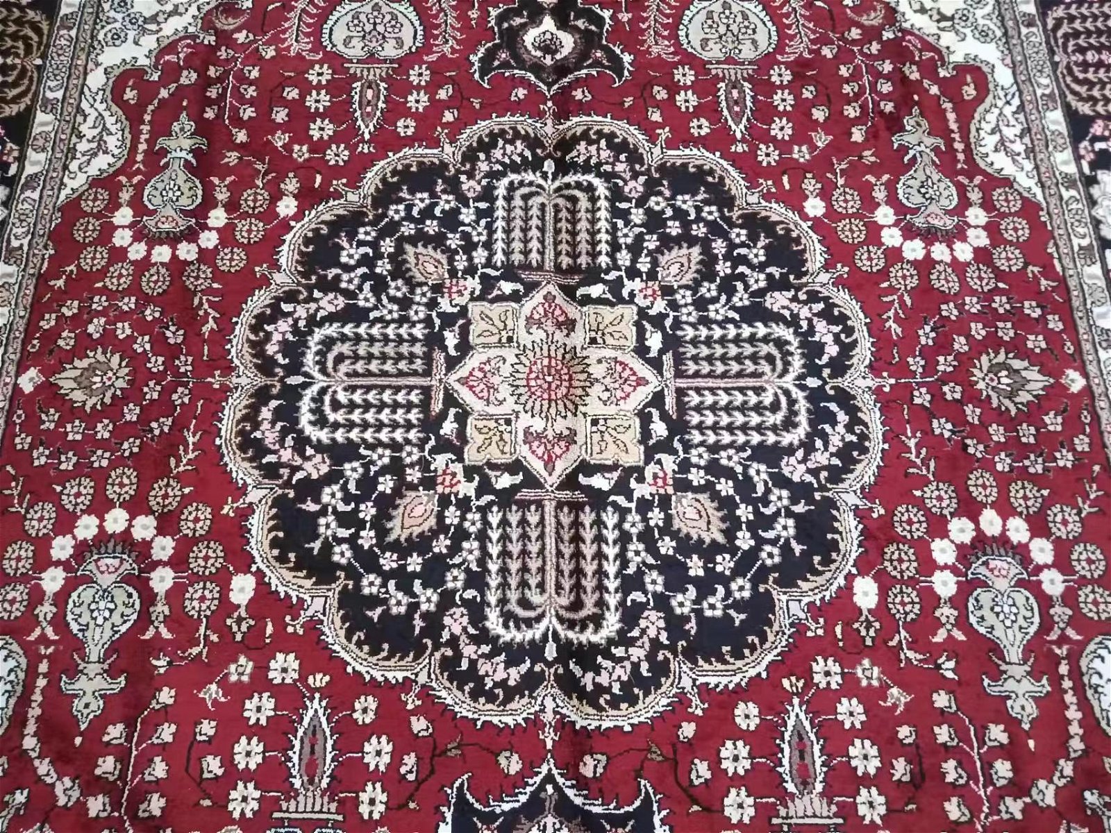 6x9ft 紅色手工編織真絲波斯風格客廳地毯家居毯子 4