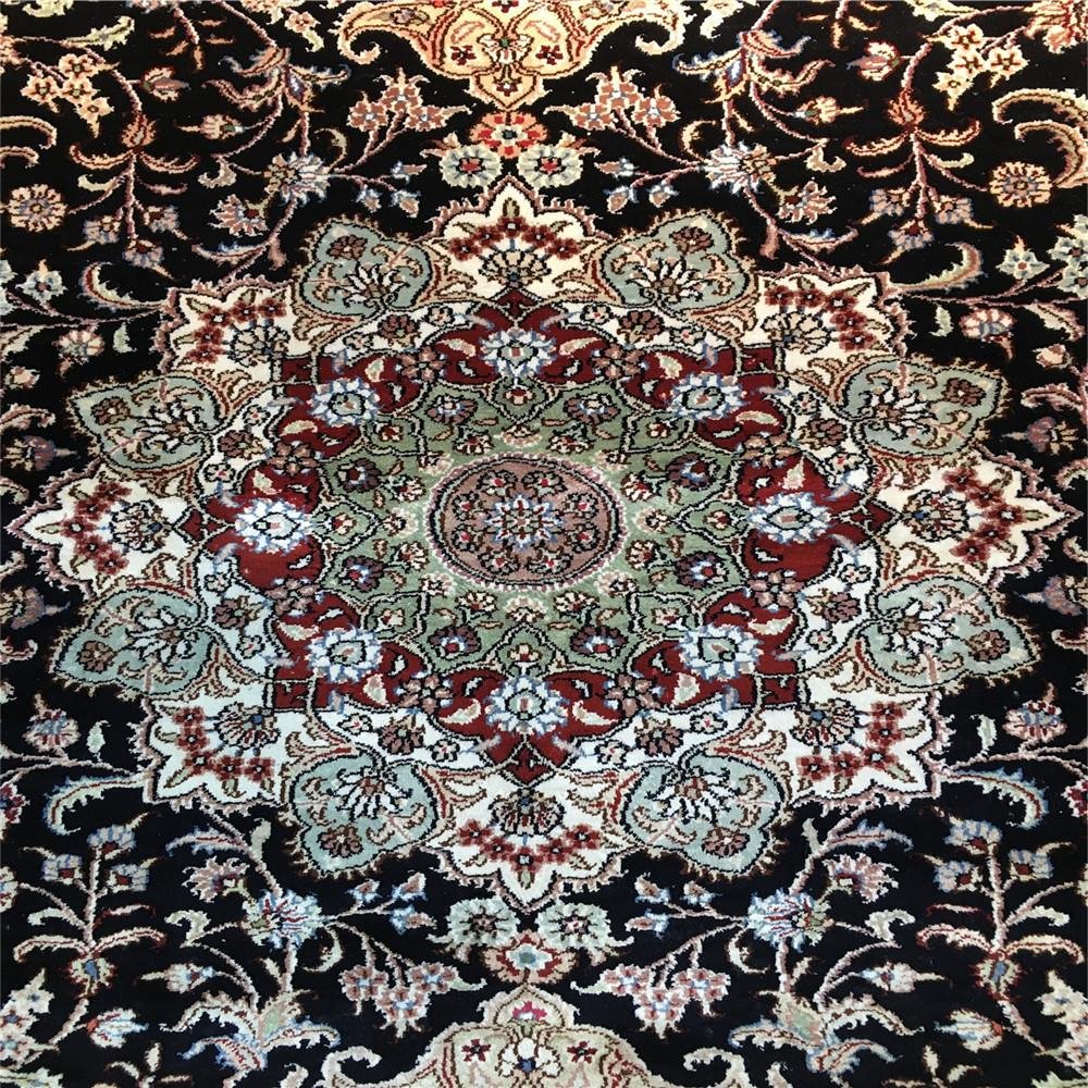 5x8ft dark blue color handmade silk persian carpet for sitting room, 3