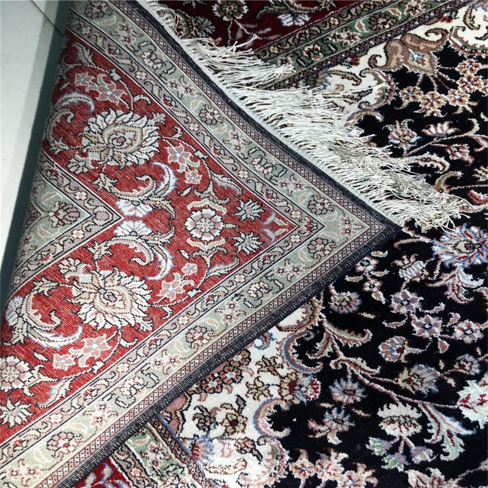 5x8ft dark blue color handmade silk persian carpet for sitting room, 5