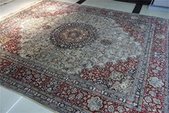 8x10ft red color handmade silk persian carpet for sitting room