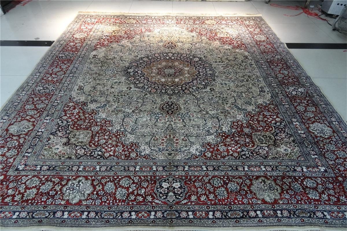 8x10ft red color handmade silk persian carpet for sitting room 4