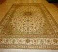 9X12ft 米色大尺寸手工真絲波斯客廳會議廳地毯