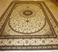 9X12ft 米色大尺寸手工真丝波斯客厅会议厅地毯