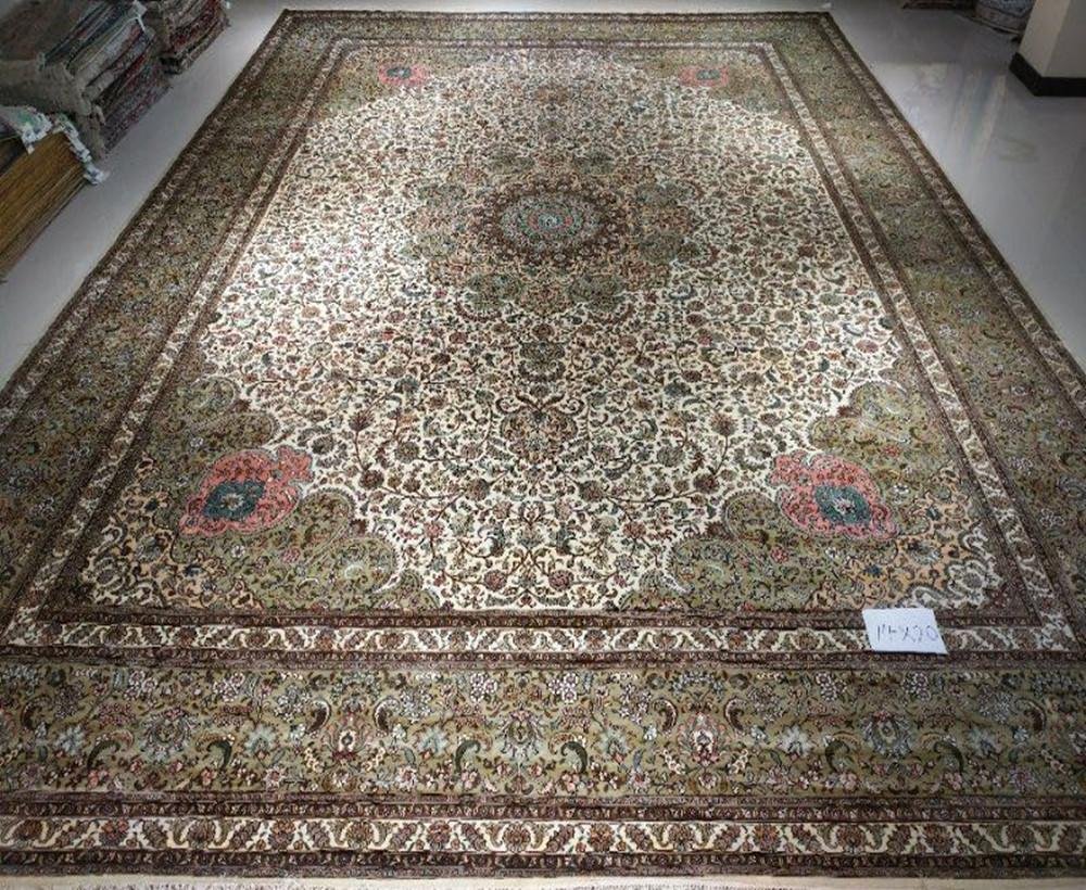 large size 14x20ft handmade silk persian carpet for sitting room 1