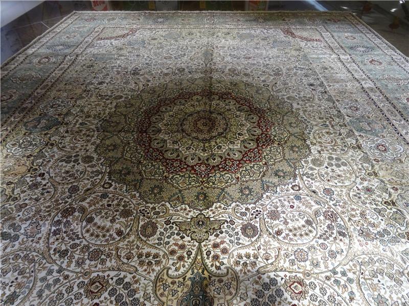 large size 14x20ft handmade silk persian carpet for sitting room