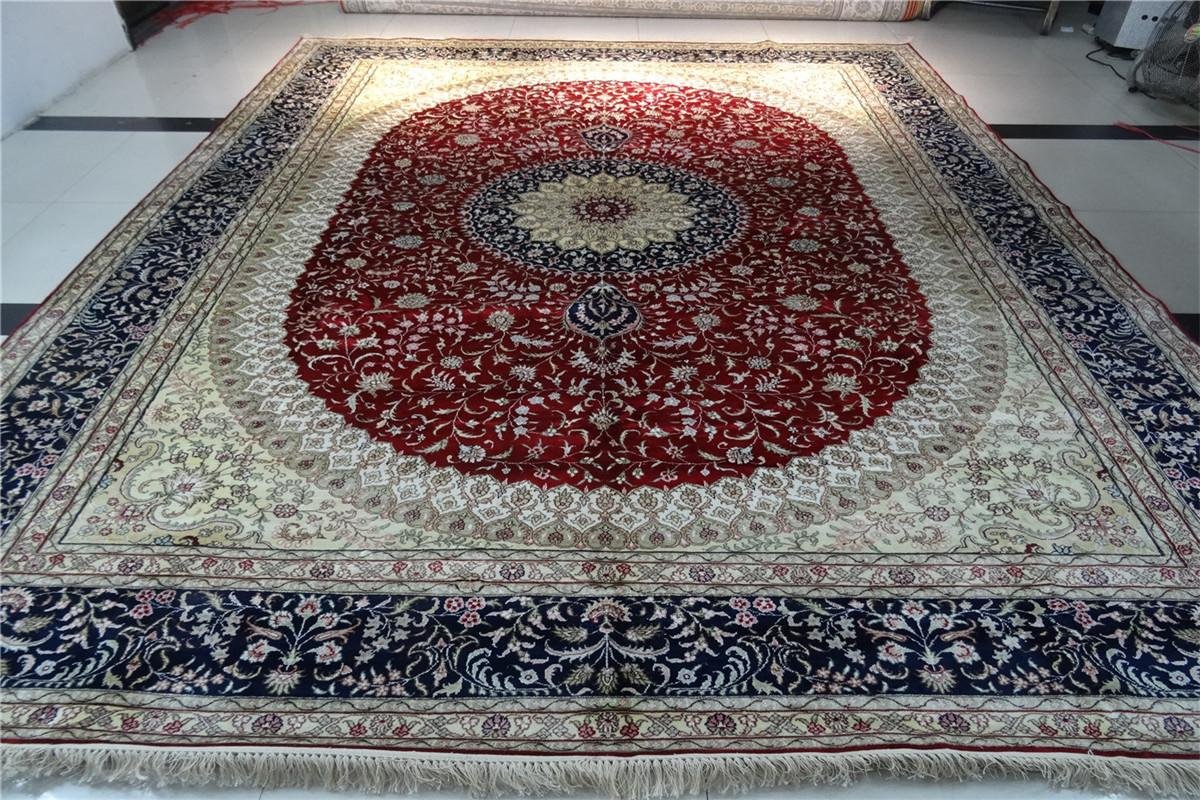 8x10ft 豪華經典手工編織真絲波斯風格地毯客廳適用 5
