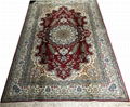 4x6ft red color handmade silk persian rug for prayer and hanging