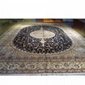 10x14ft dark blue handmade silk persian style carpet for sitting room