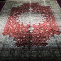 6x9ft 紅色手工真絲波斯家用客廳地毯 1