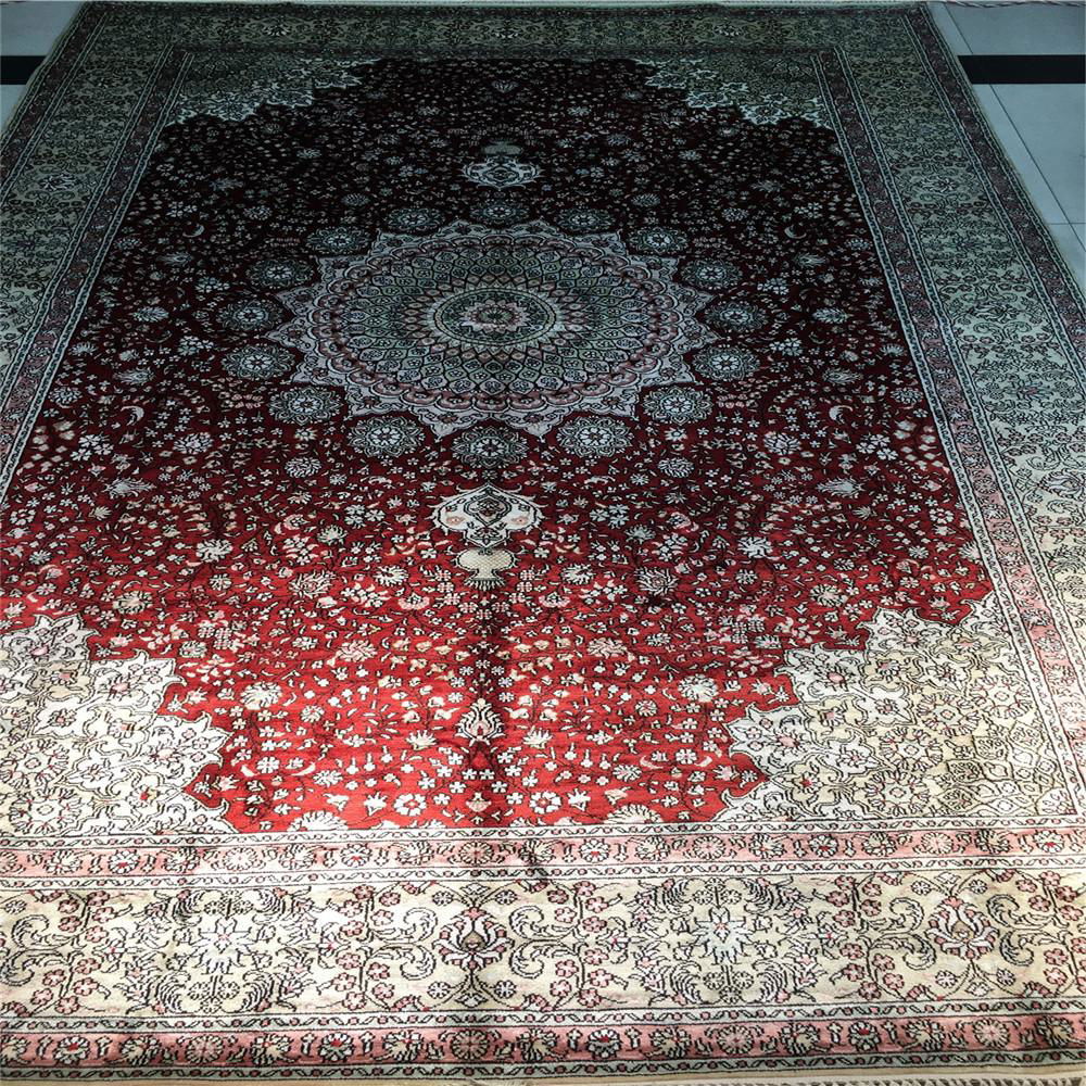 6x9ft red color handmade silk persian home use sitting room carpet 2