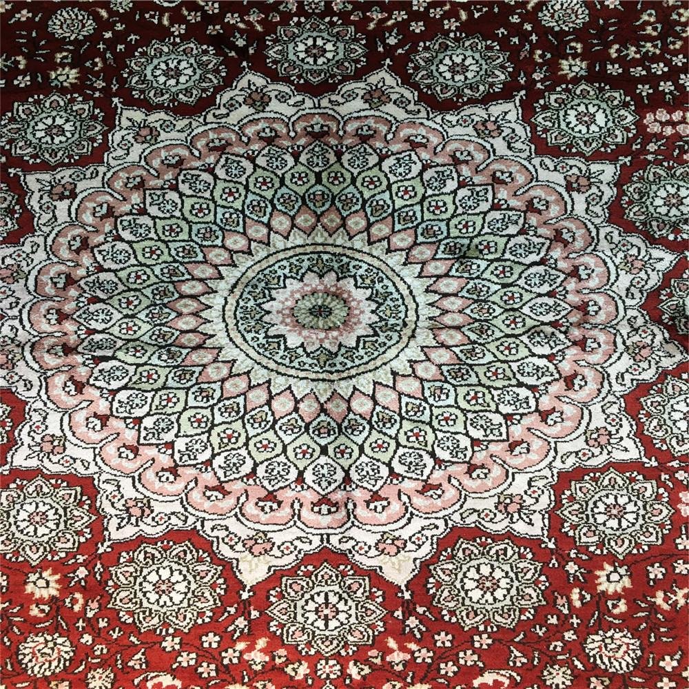 6x9ft red color handmade silk persian home use sitting room carpet 3