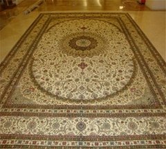 9x12ft  beige color handmade silk persian carpet for sitting room