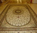 米色手工编织真丝大客厅使用9x12ft艺术地毯