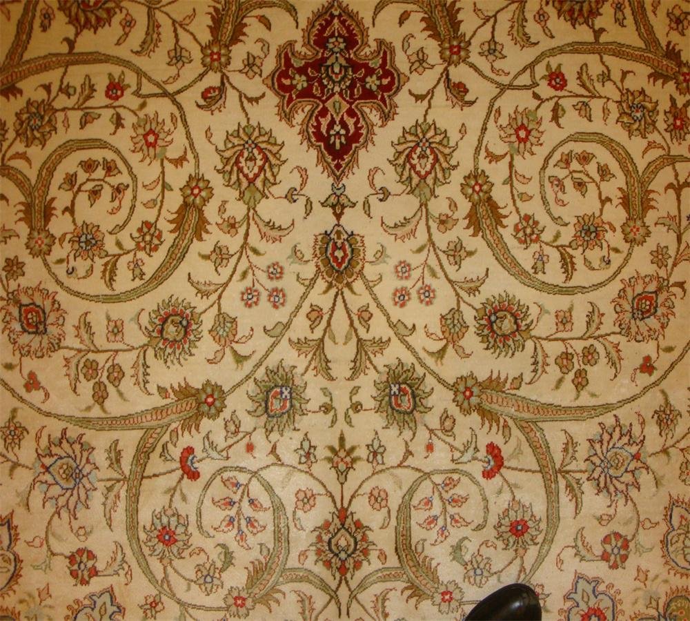 9x12ft  beige color handmade silk persian carpet for sitting room 3