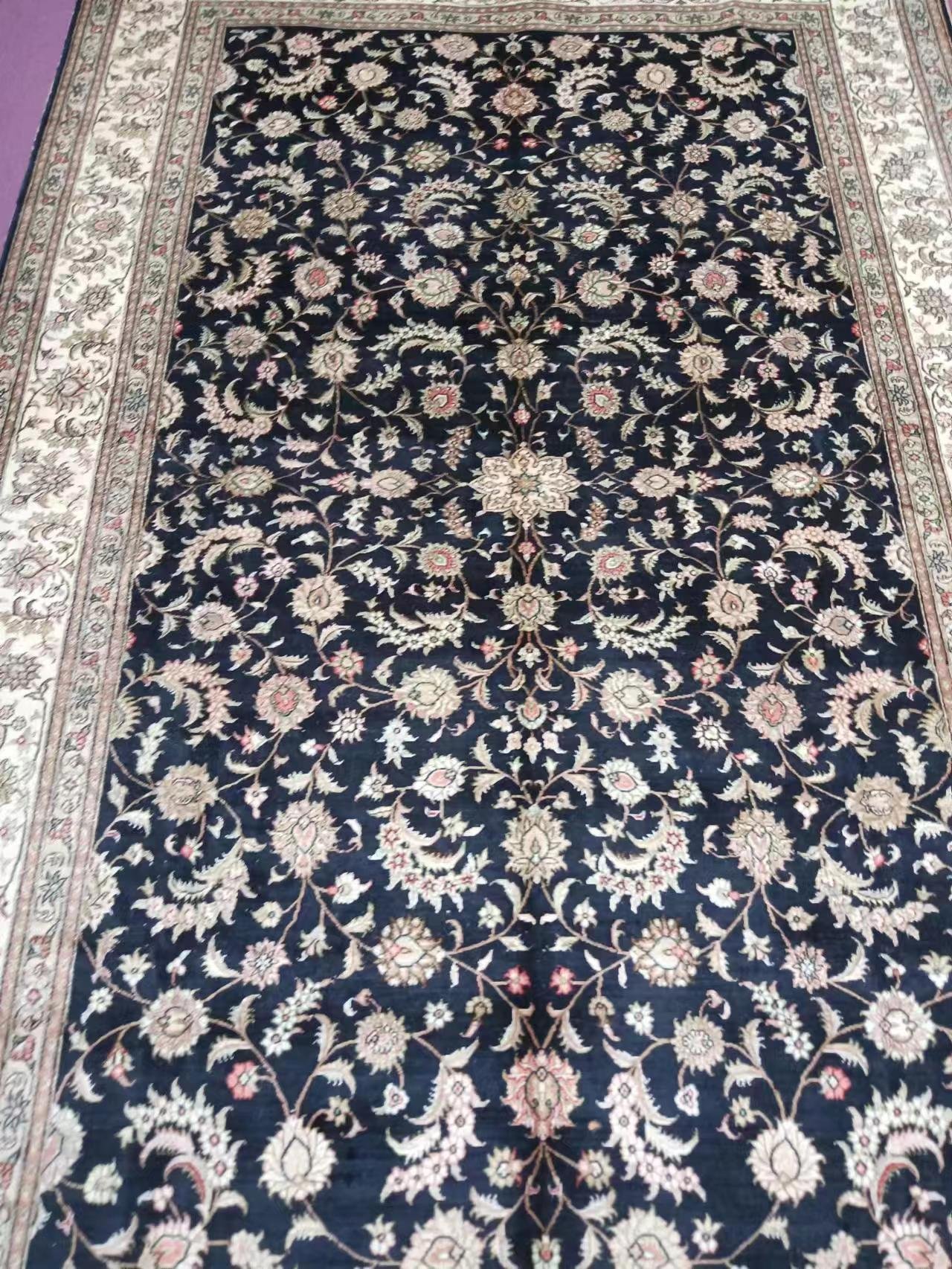 6x9ft 藍色歐式高檔奢華手工真絲藝朮客廳房間地毯 4