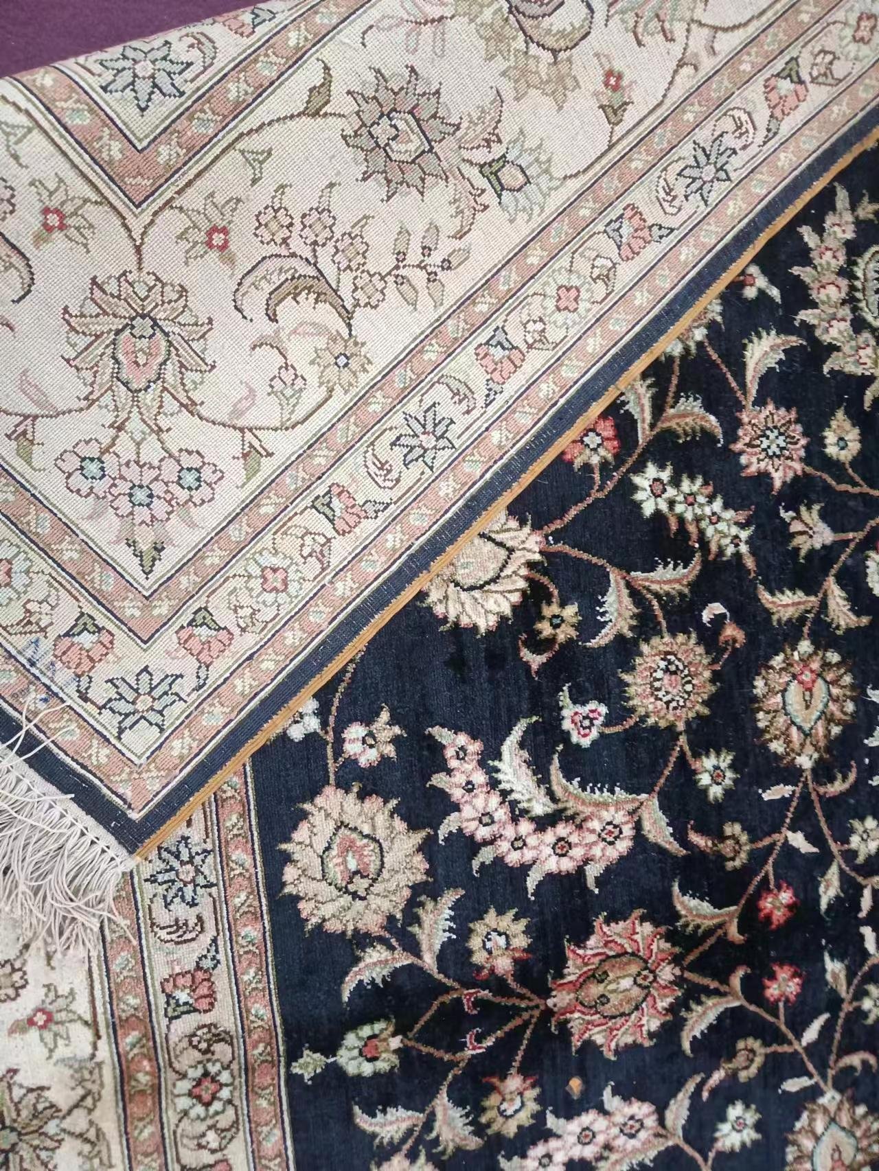 6x9ft 藍色歐式高檔奢華手工真絲藝朮客廳房間地毯 5