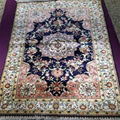 3x5ft blue color handmade silk persian collection rug