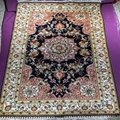 3x5ft blue color handmade silk persian collection rug
