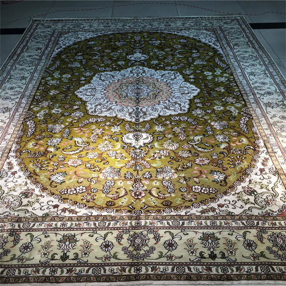 6x9ft 手工真絲黃金絲藝朮波斯地毯家庭裝飾地毯