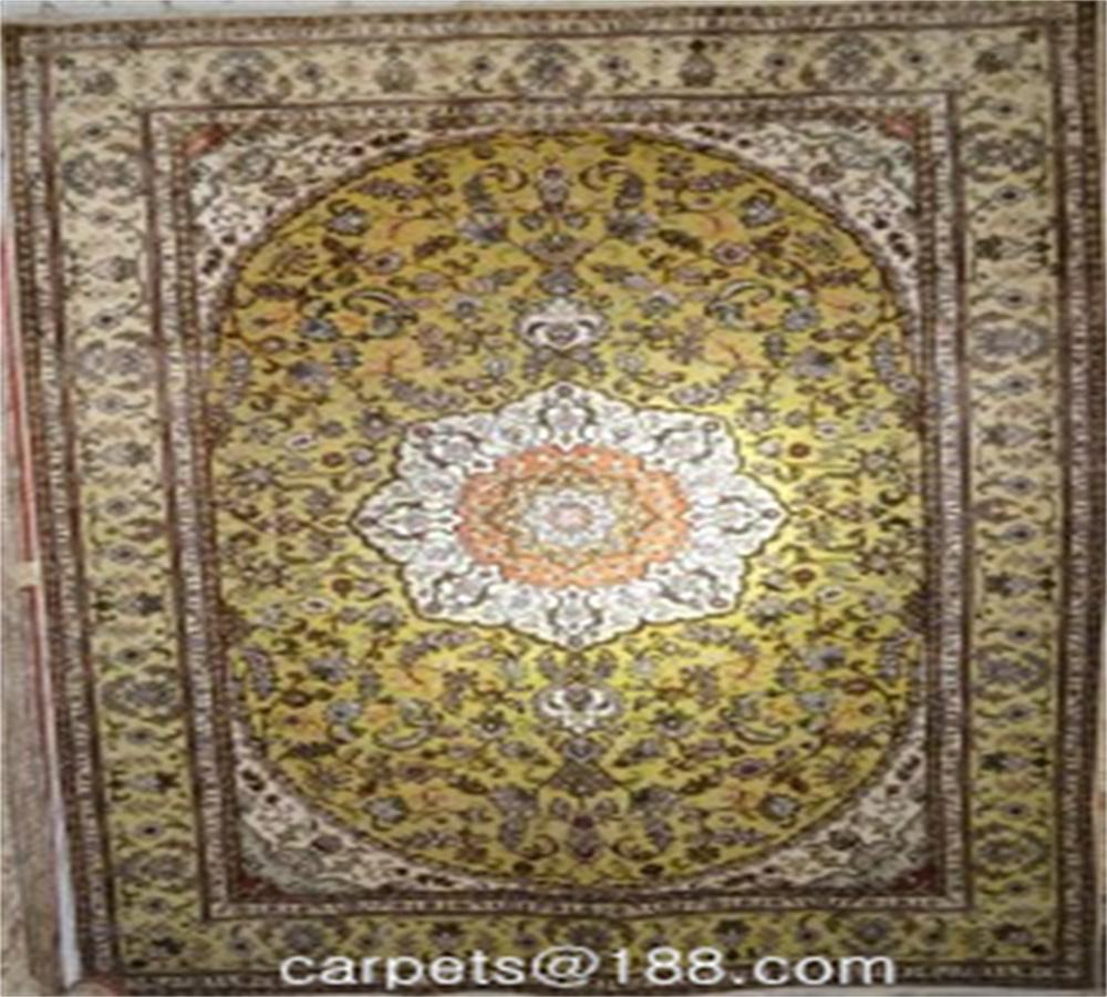 手工真絲黃金絲藝朮波斯地毯家庭裝飾6x9ft地毯 5