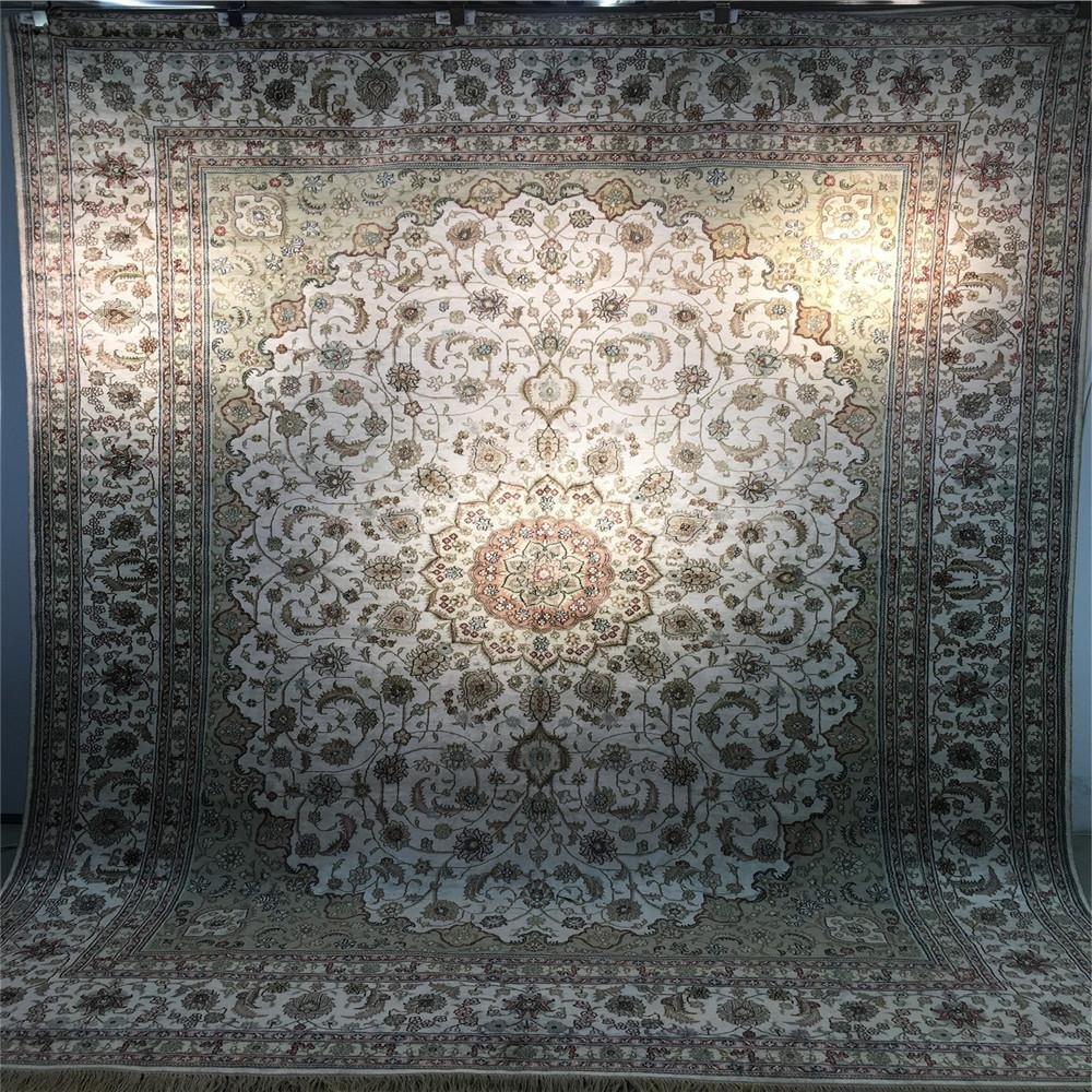 9x12ft beige color handmade silk art persian style sitting room carpet  2