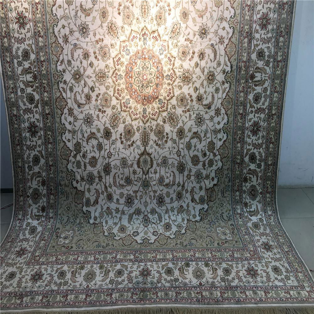 9x12ft beige color handmade silk art persian style sitting room carpet  4