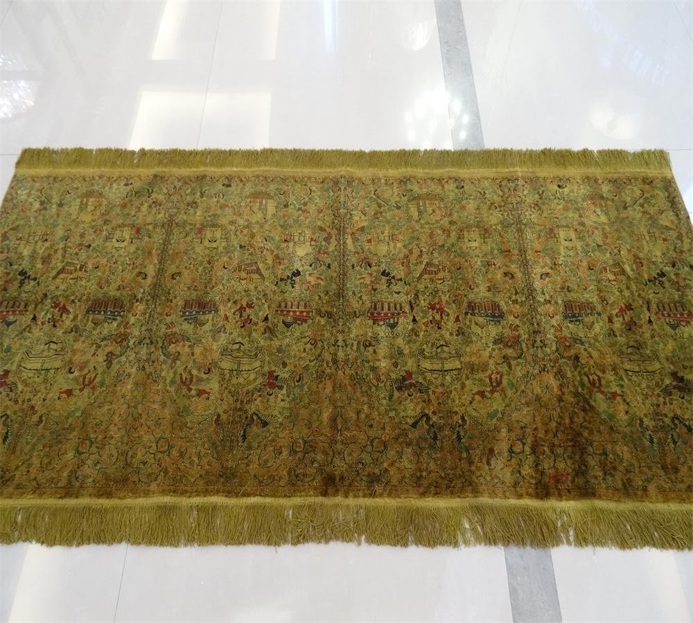 高密度手工真絲材質古董穆斯林祈禱挂毯收藏毯子 2