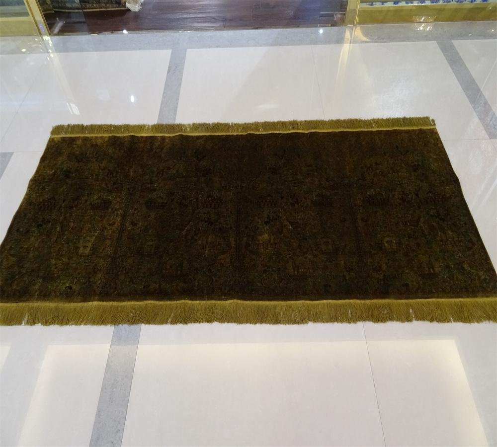 高密度手工真絲材質古董穆斯林祈禱挂毯收藏毯子 4