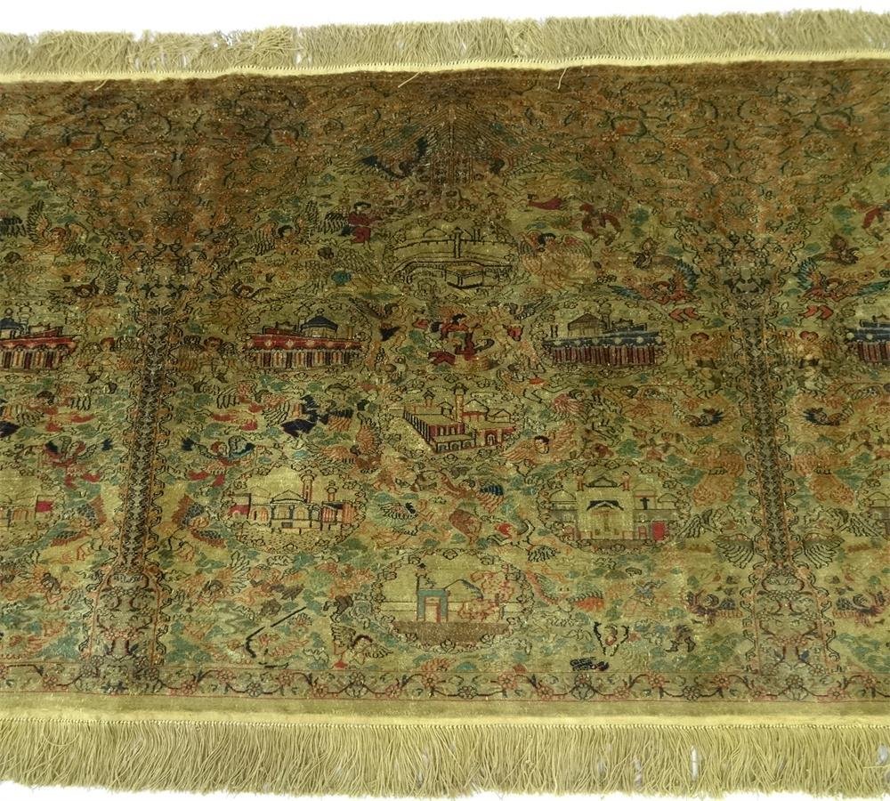 高密度手工真絲材質古董穆斯林祈禱挂毯收藏毯子 3