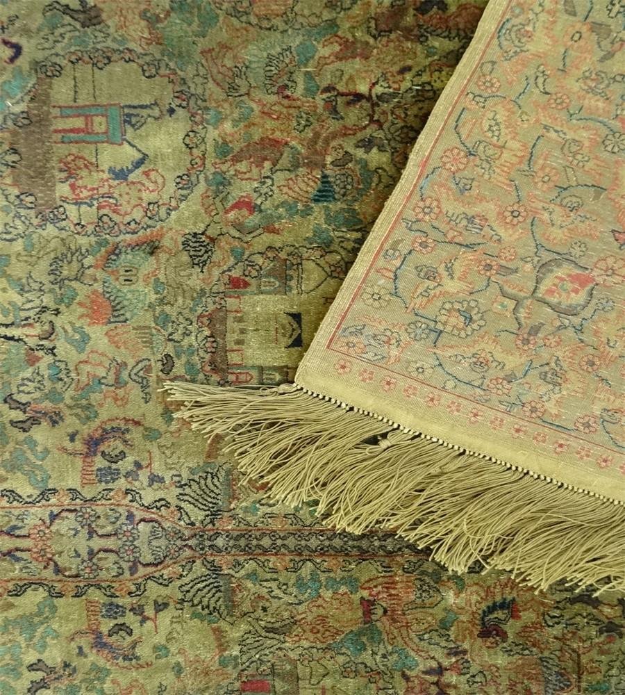 高密度手工真絲材質古董穆斯林祈禱挂毯收藏毯子 5