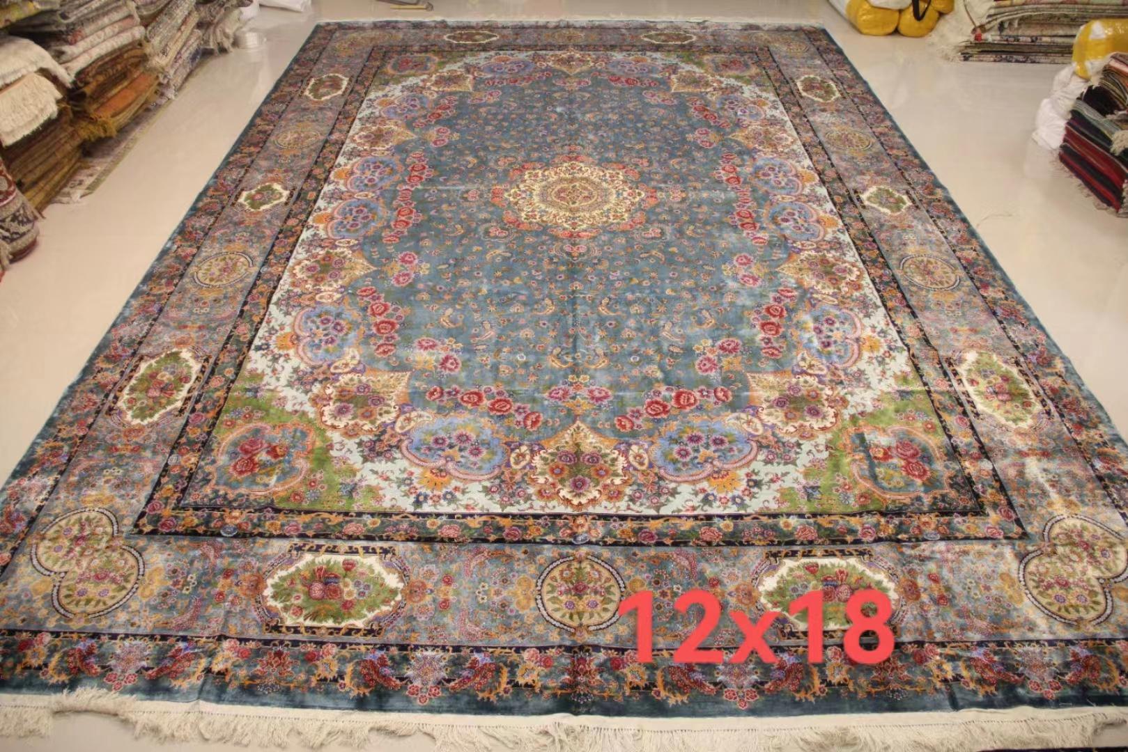 12X18ft 超大尺寸手工真丝波斯风格会客厅地毯 3