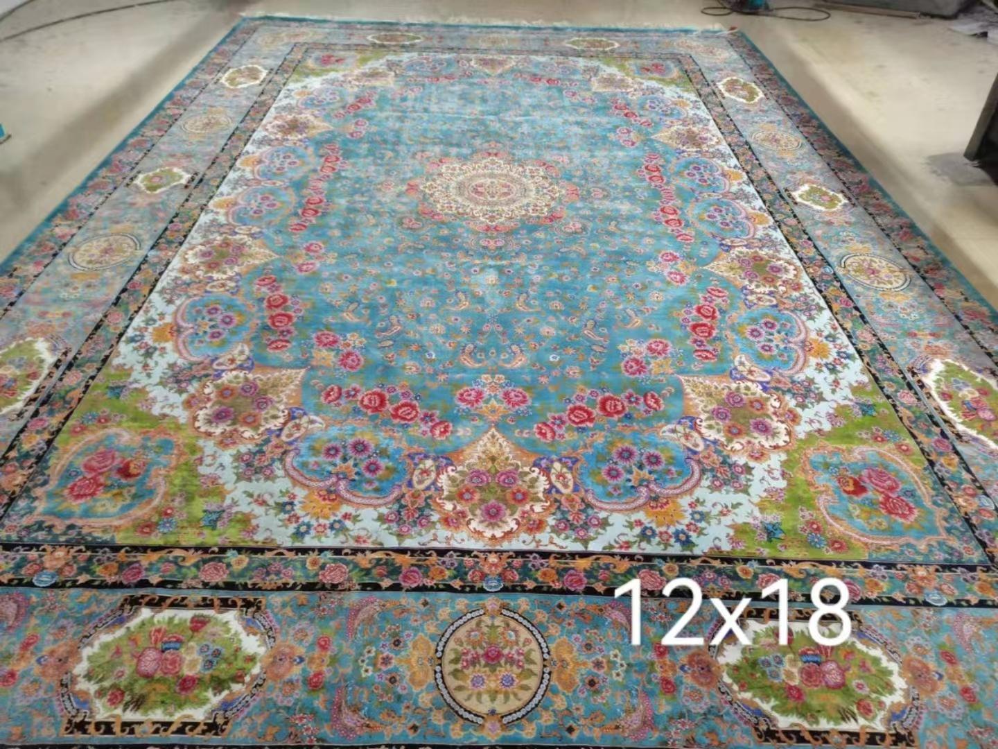 12x18ft large size handmade silk persian style sitting room carpet