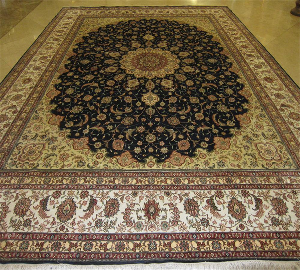 經典手工真絲藝朮10X14ft 波斯地毯供別墅客廳接待廳使用 2