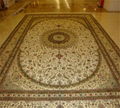 手工编织真丝波斯风格客厅大堂装饰地毯10X14ft米色地毯
