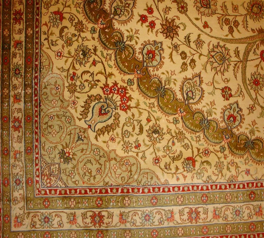 10x14ft beige color handmade silk persian sitting room hall carpet 3