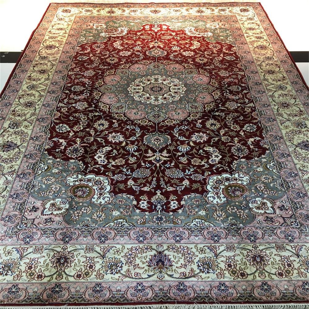 6x9ft red handmade silk persian carpet for sitting room and bedroom 2