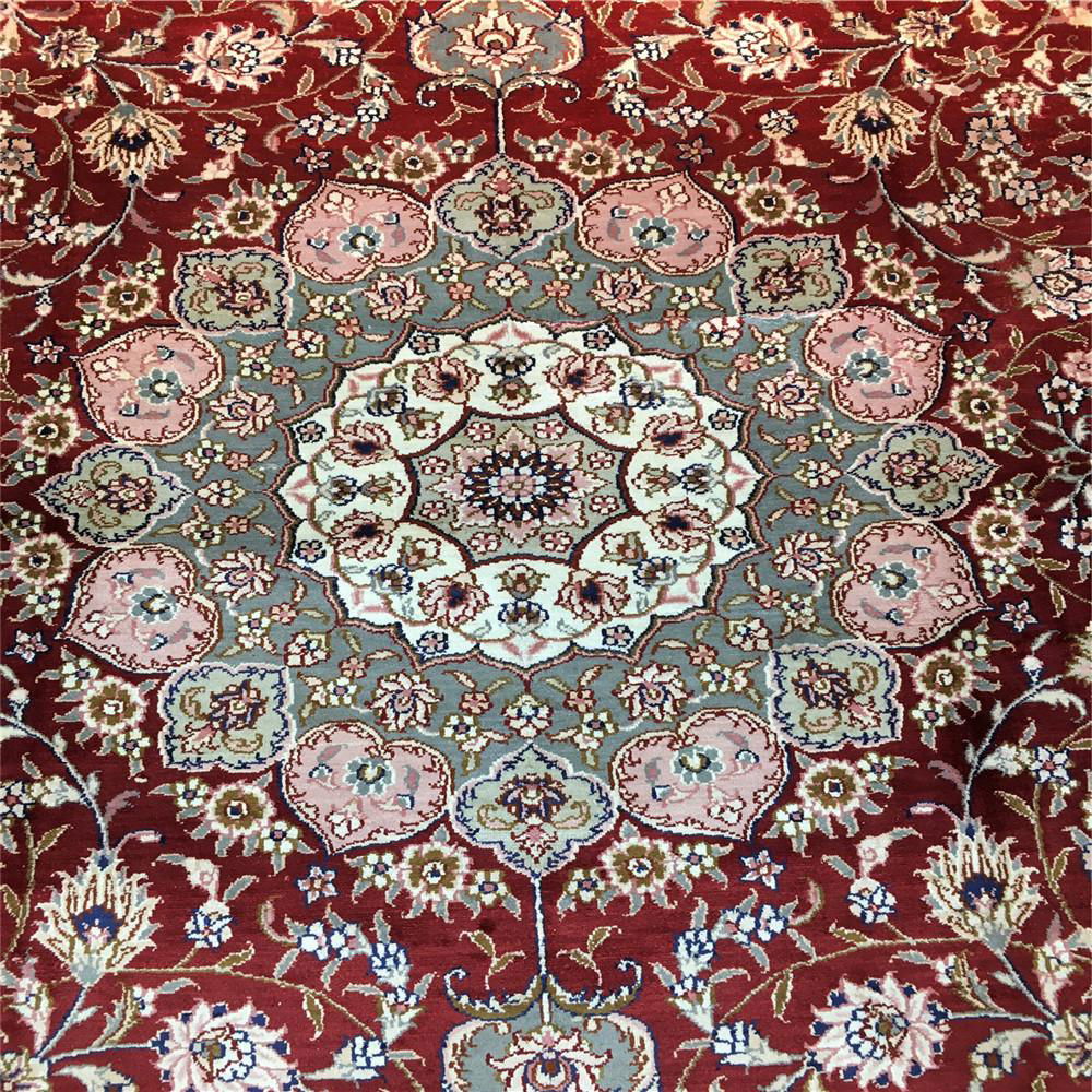 6x9ft red handmade silk persian carpet for sitting room and bedroom 3