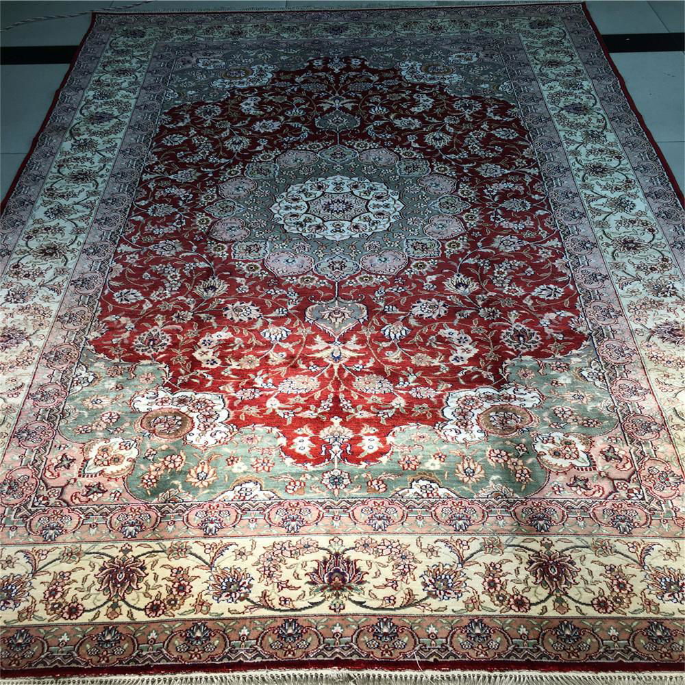 6x9ft red handmade silk persian carpet for sitting room and bedroom 4