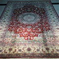 6x9ft 紅色手工編織真絲波斯風格客廳地毯家居地毯 4