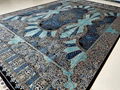 6x9ft 藍色手工編織真絲波斯風格家居地毯客廳地毯