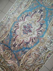 4x6ft blue color handmade silk persian collection rug